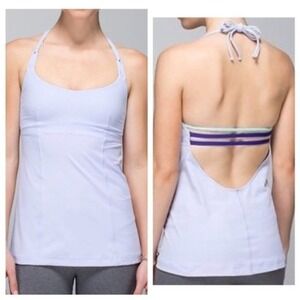 lululemon Wandering Yogi Tank Light Lavender Halter Open Back Braided‎ Strap 8
